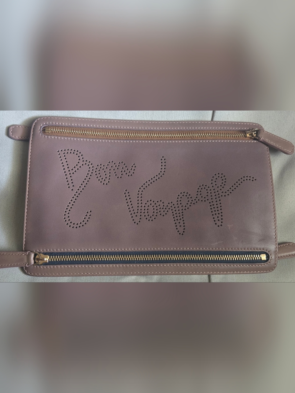 Smythson Mauve Perforated Leather Travel Pouch - Picture 3 of 12